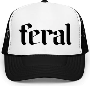 Feral Trucker Hat for Men and Women - Funny for Him Her Snapback Hat - Unisex Polyester Mesh Adjustable Cap