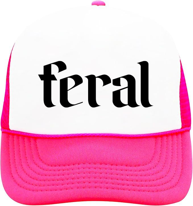 Feral Trucker Hat for Men and Women - Funny for Him Her Snapback Hat - Unisex Polyester Mesh Adjustable Cap