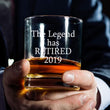 Load image into Gallery viewer, The Legend Has Retired - Funny Retirement Gag Gift Idea for Women or Men – Happy Retirement Gifts For Office Coworkers, Him, Her - 11 oz Bourbon Scotch Whiskey Glass