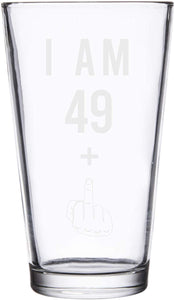 49 + One Middle Finger 50th Birthday Gifts for Men Women Beer Glass – Funny 50 Year Old Presents - 16 oz Pint Glasses Party Decorations Supplies - Craft Beers Gift Ideas for Dad Mom Husband Wife 50 th