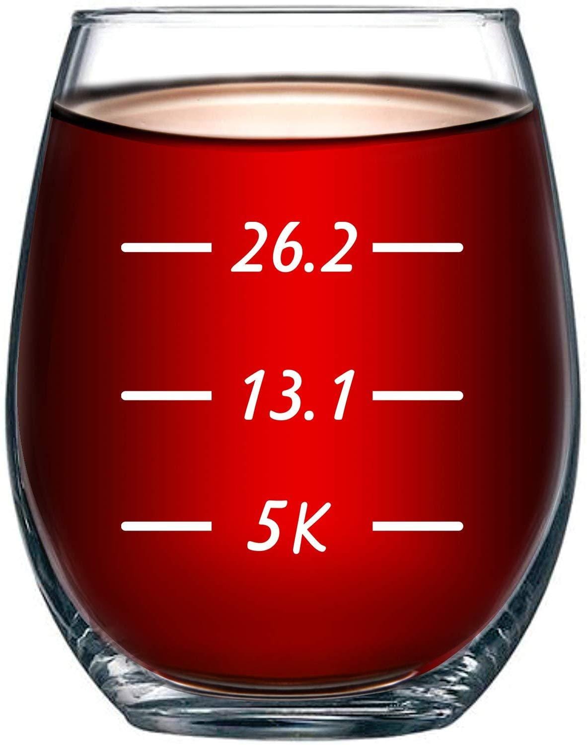 Runner's Measurements Stemless Wine Glass