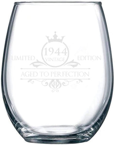 1945 75th Birthday Stemless Wine Glass