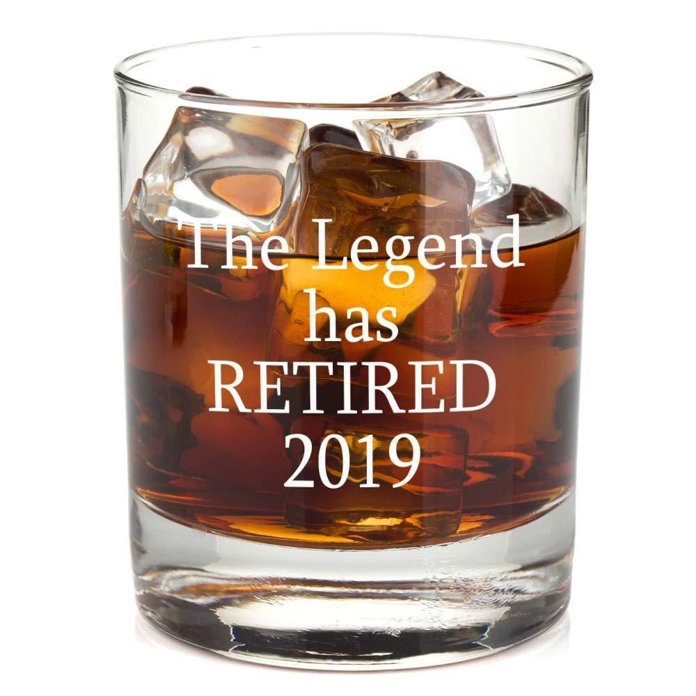 The Legend Has Retired - Funny Retirement Gag Gift Idea for Women or Men – Happy Retirement Gifts For Office Coworkers, Him, Her - 11 oz Bourbon Scotch Whiskey Glass