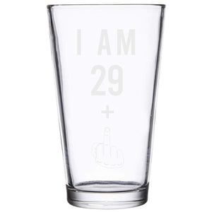 29 + One Middle Finger 30th Birthday Gifts for Men Women Beer Glass – Funny 30 Year Old Presents - 16 oz Pint Glasses Party Decorations Supplies - Craft Beers Gift Ideas for Dad Mom Husband Wife 30 th