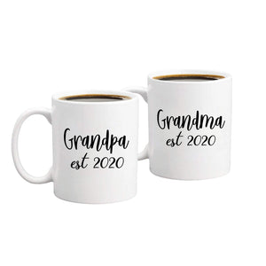 New Grandparents Pregnancy Announcement Coffee Mug Set 11oz - Unique Expecting Gift Idea For Grandma and Grandpa To Be - Perfect Reveal Present Baby Showers - Grandmother and Grandfather Gifts