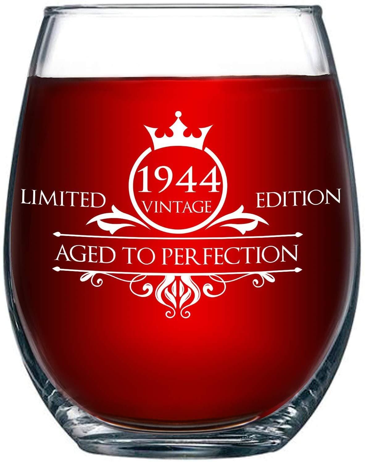 1945 75th Birthday Stemless Wine Glass