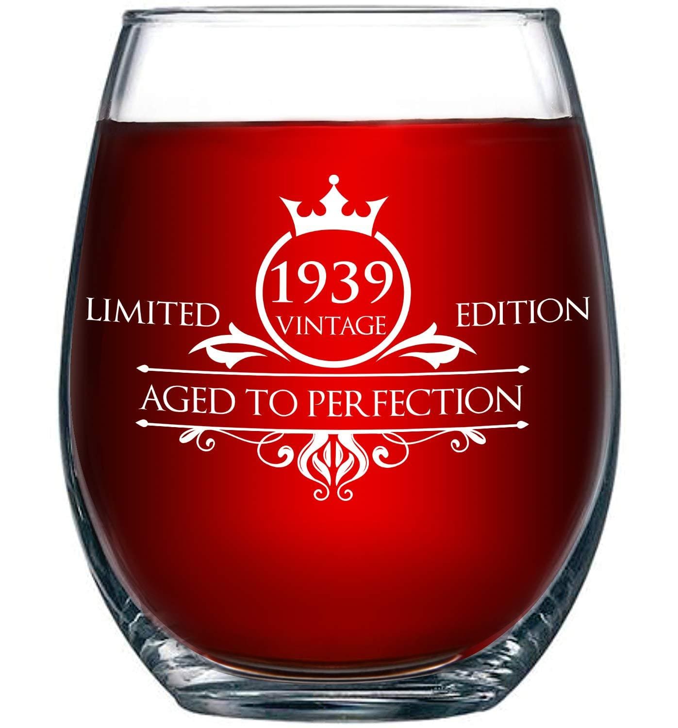 1940 80th Birthday Stemless Wine Glass