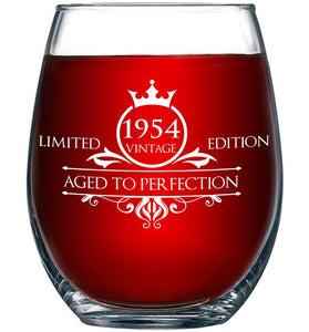 1955 65th Birthday Stemless Wine Glass