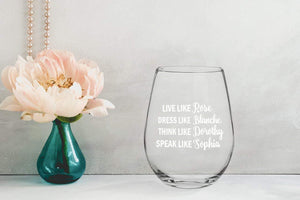 Golden Girls Stemless Wine Glass