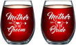 Load image into Gallery viewer, Mother of Bride and Groom Stemless Wine Glass Set