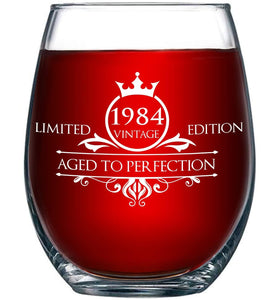 1985 35th Birthday Stemless Wine Glass