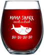 Load image into Gallery viewer, Mama Shark Needs a Drink Do Do Do Do Do, Novelty Wine Glass Cup with Sayings for Women | Funny Shark Gifts Party Accessories for Moms Mothers and Friends | 15 oz Stemless Wine Glasses