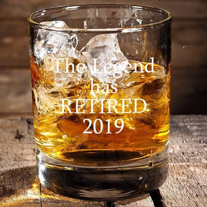 The Legend Has Retired - Funny Retirement Gag Gift Idea for Women or Men – Happy Retirement Gifts For Office Coworkers, Him, Her - 11 oz Bourbon Scotch Whiskey Glass