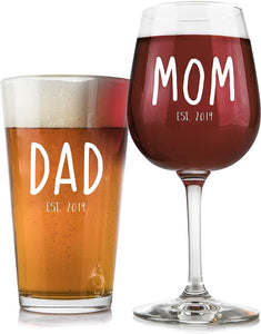 New Parents 2019 Wine and Beer Glass Set