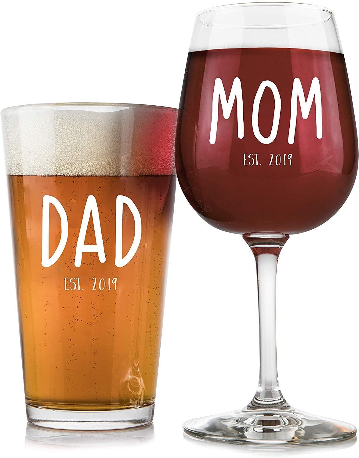 New Parents 2019 Wine and Beer Glass Set