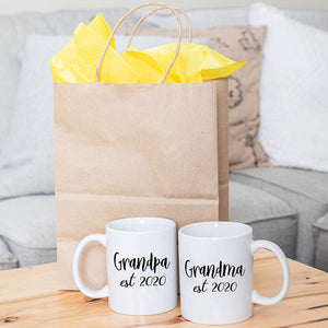 New Grandparents Pregnancy Announcement Coffee Mug Set 11oz - Unique Expecting Gift Idea For Grandma and Grandpa To Be - Perfect Reveal Present Baby Showers - Grandmother and Grandfather Gifts